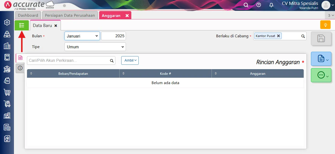 mengatasi error hapus akun anggaran